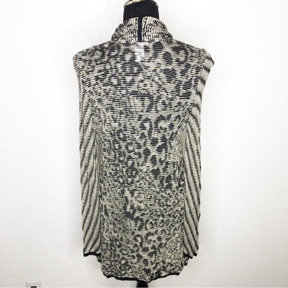 Cache black gold metallic animal print open front long cardigan size Small - Picture 13 of 13